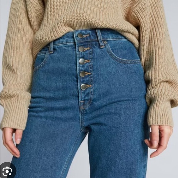 Everlane Way High Button Fly Jean in California Blue - Picture 3 of 13